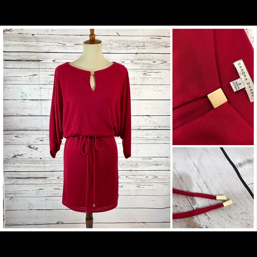 Sandra Darren Red Dress with elastic waist Size S